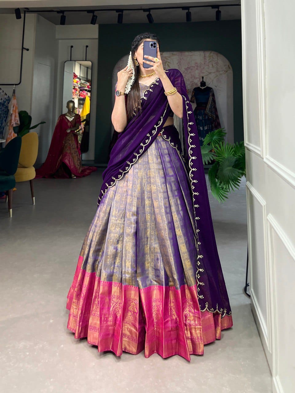 Kanjivaram silk Lehenga Choli with Dupatta