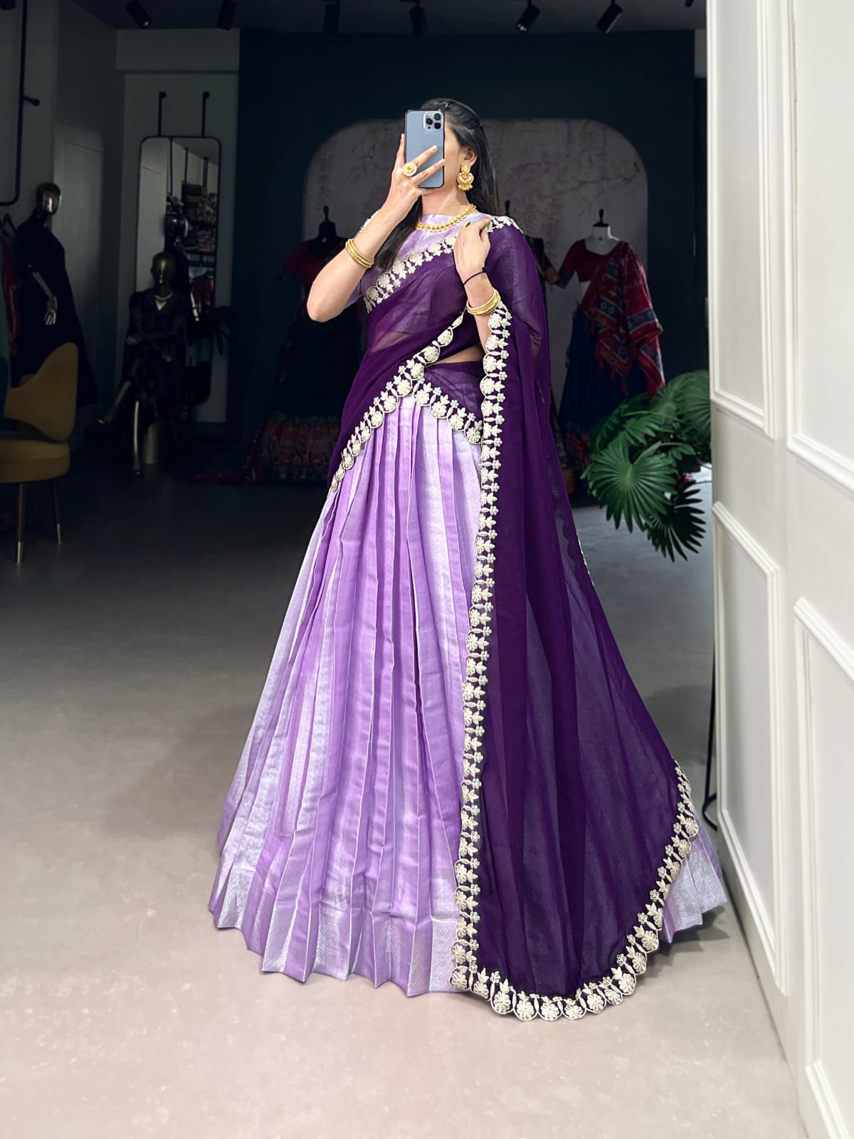 Lavender Colour Traditional Lehenga Choli
