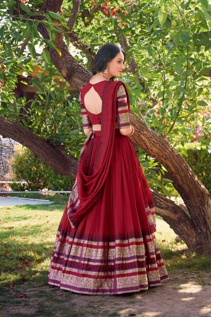 Red Traditional Lehenga Choli With Dupatta | Traditional South Indian Half Saree