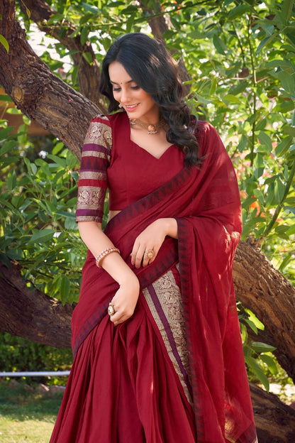 Red Traditional Lehenga Choli With Dupatta | Traditional South Indian Half Saree