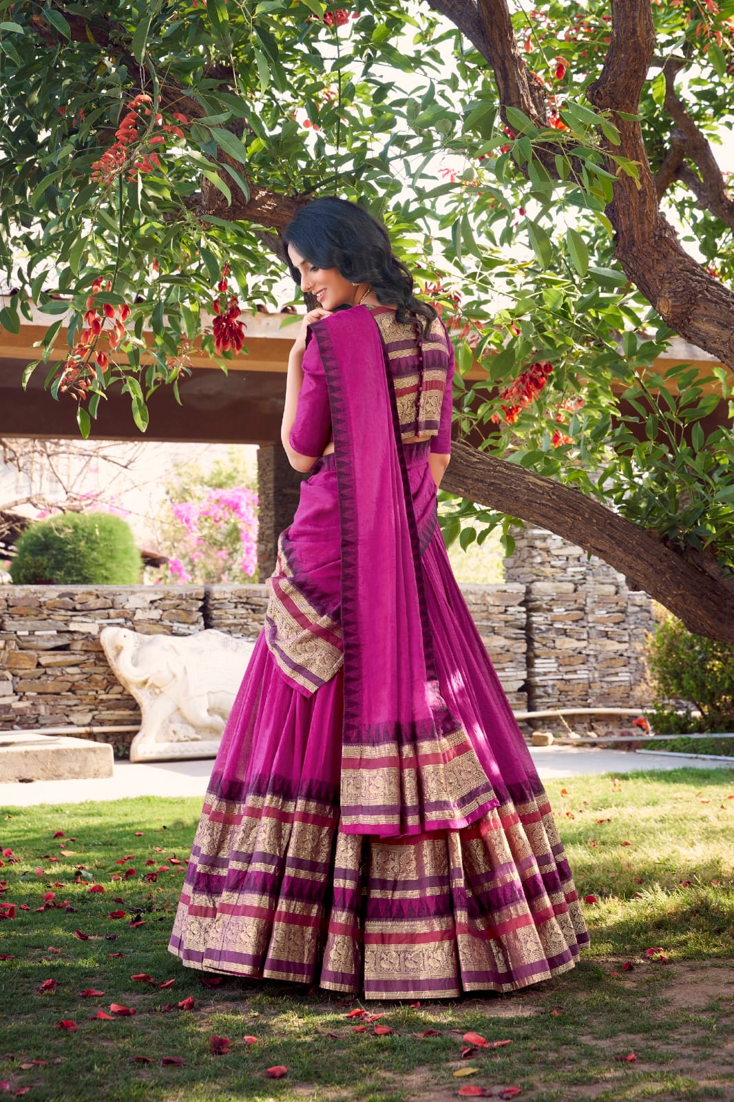 Pink Traditional Lehenga Choli With Dupatta | Traditional South Indian Half Saree