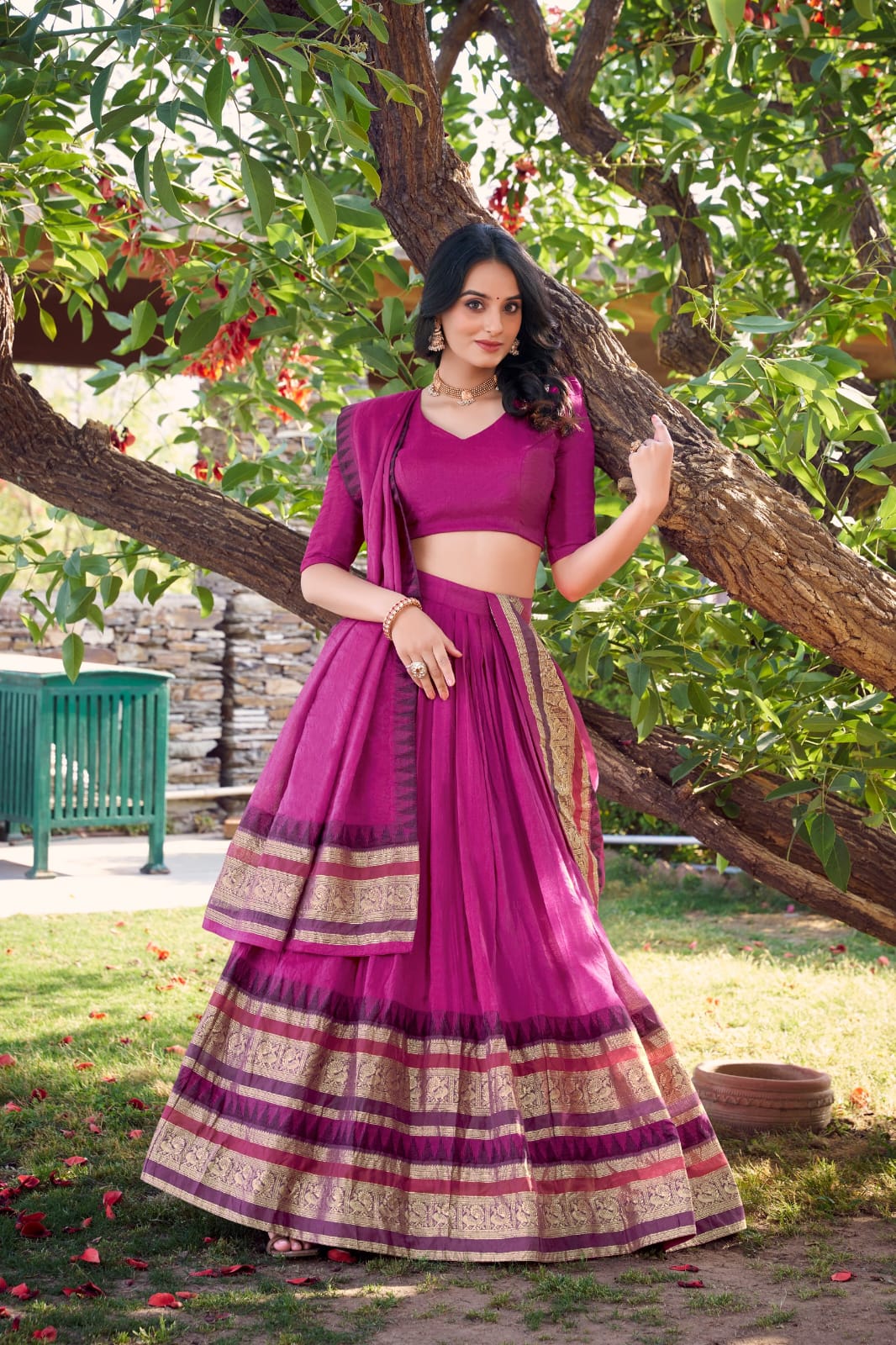 Pink Traditional Lehenga Choli With Dupatta | Traditional South Indian Half Saree