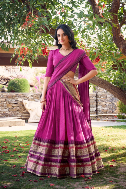 Pink Traditional Lehenga Choli With Dupatta | Traditional South Indian Half Saree