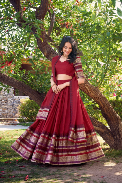 Red Traditional Lehenga Choli With Dupatta | Traditional South Indian Half Saree