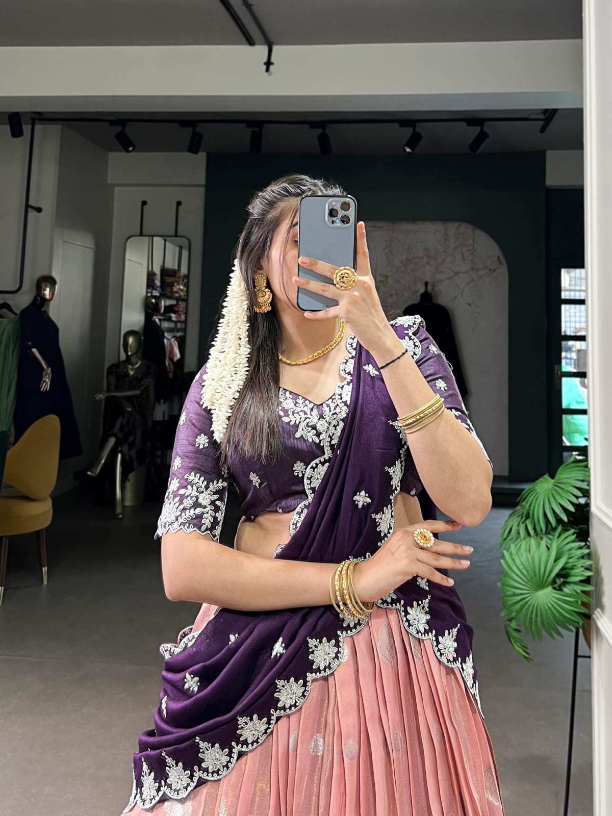 Traditional Lehenga Choli With Dupatta | Traditional South Indian Half Saree