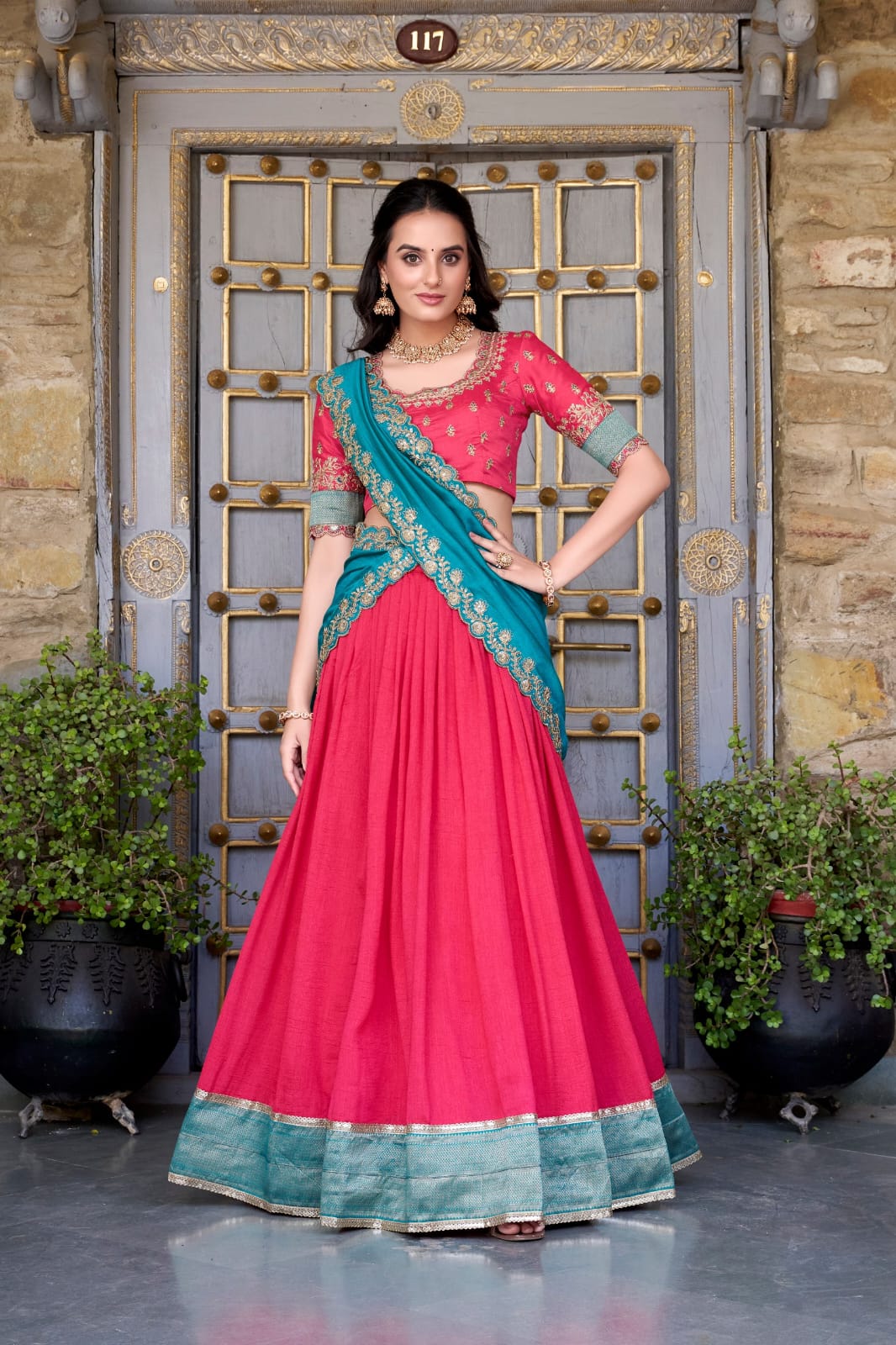 Traditional Lehenga Choli With Dupatta | Traditional South Indian Half Saree