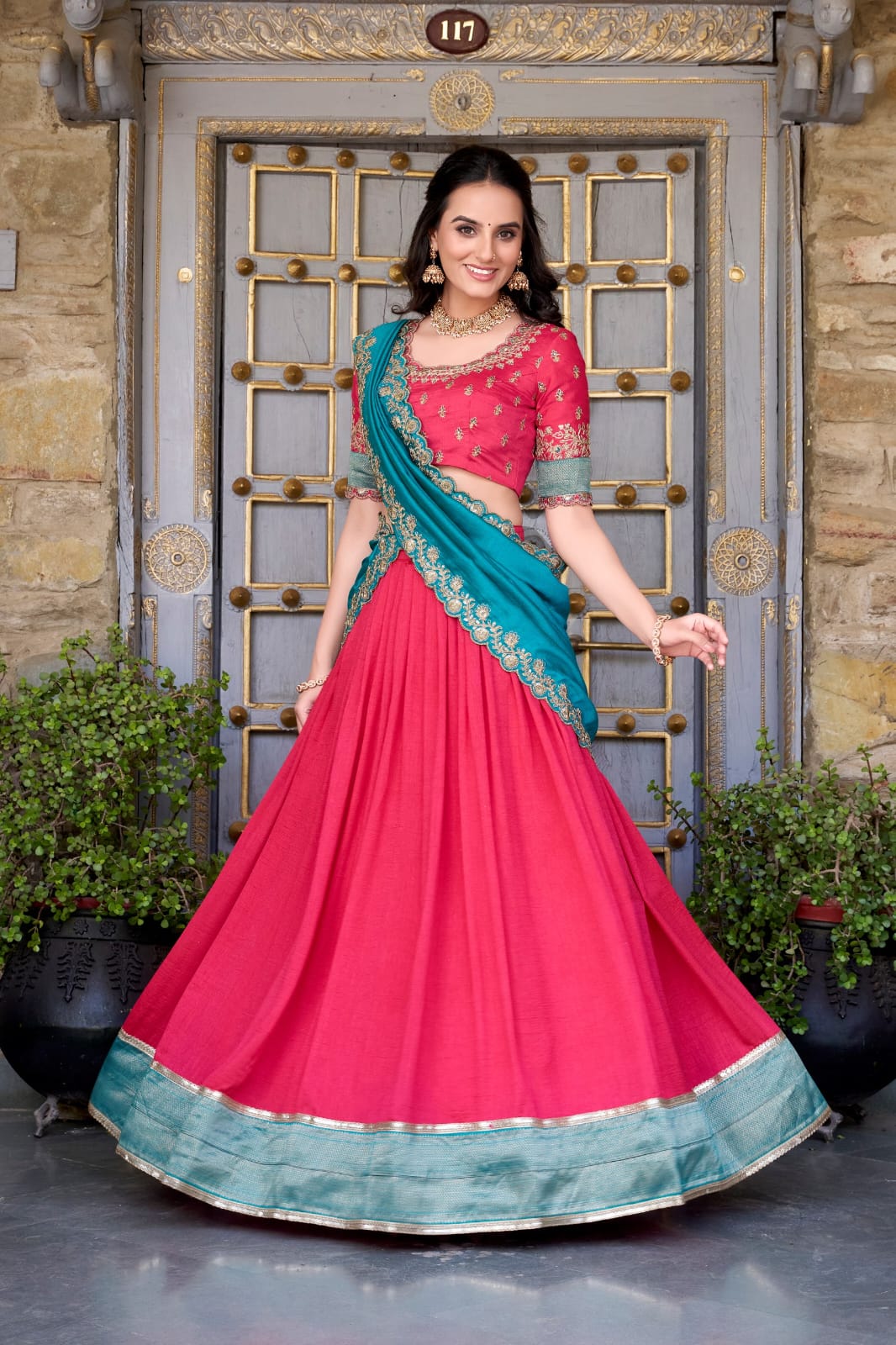 Traditional Lehenga Choli With Dupatta | Traditional South Indian Half Saree