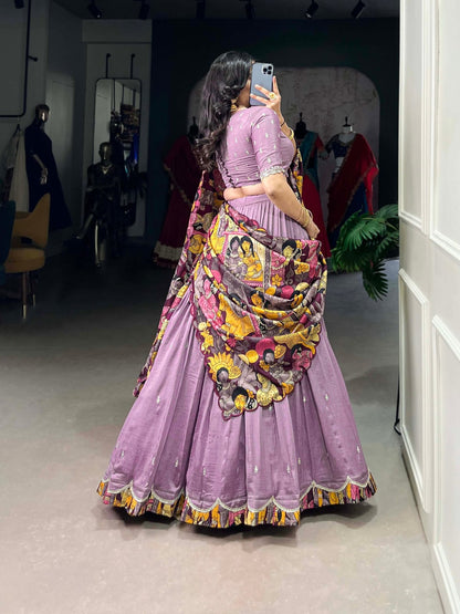 Kalamkari Print Traditional Lehenga Choli With Dupatta | Traditional South Indian Half Saree