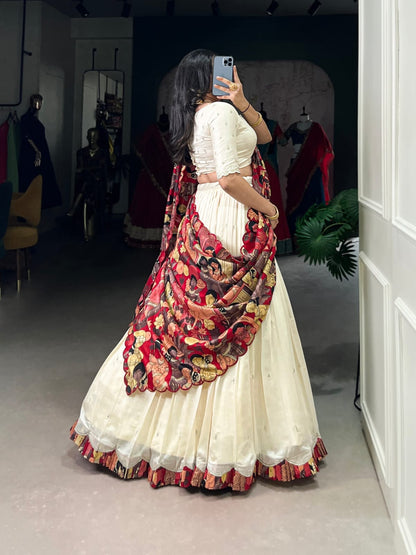 Kalamkari Print Traditional Lehenga Choli With Dupatta | Traditional South Indian Half Saree