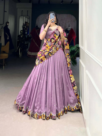 Kalamkari Print Traditional Lehenga Choli With Dupatta | Traditional South Indian Half Saree