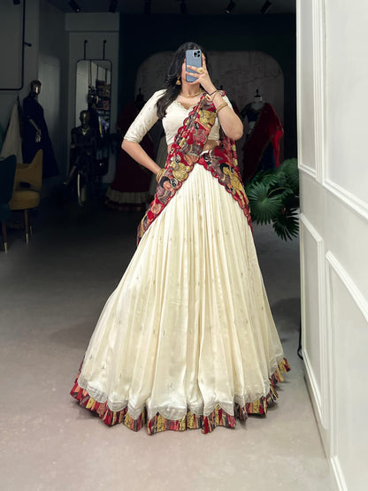 Kalamkari Print Traditional Lehenga Choli With Dupatta | Traditional South Indian Half Saree