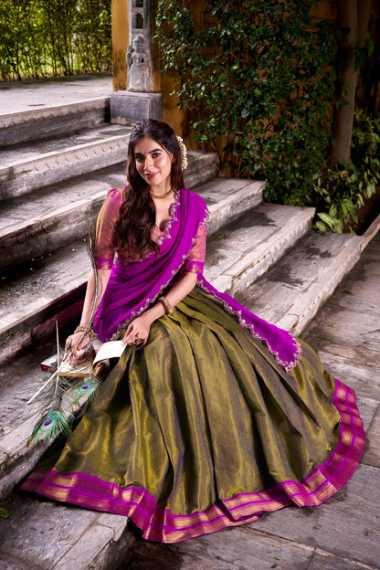 Traditional Lehenga Choli With Dupatta | Traditional South Indian Half Saree