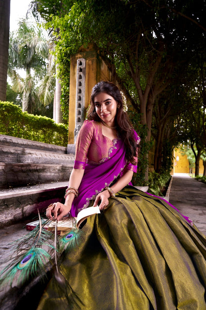 Traditional Lehenga Choli With Dupatta | Traditional South Indian Half Saree