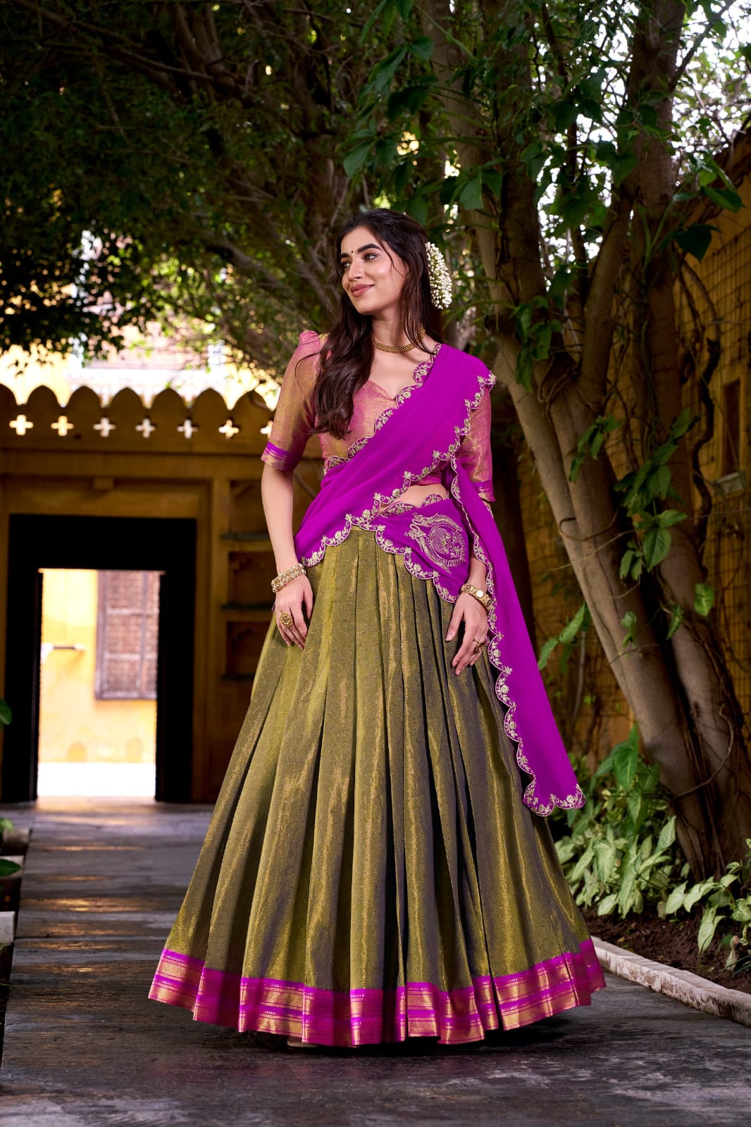 Traditional Lehenga Choli With Dupatta | Traditional South Indian Half Saree