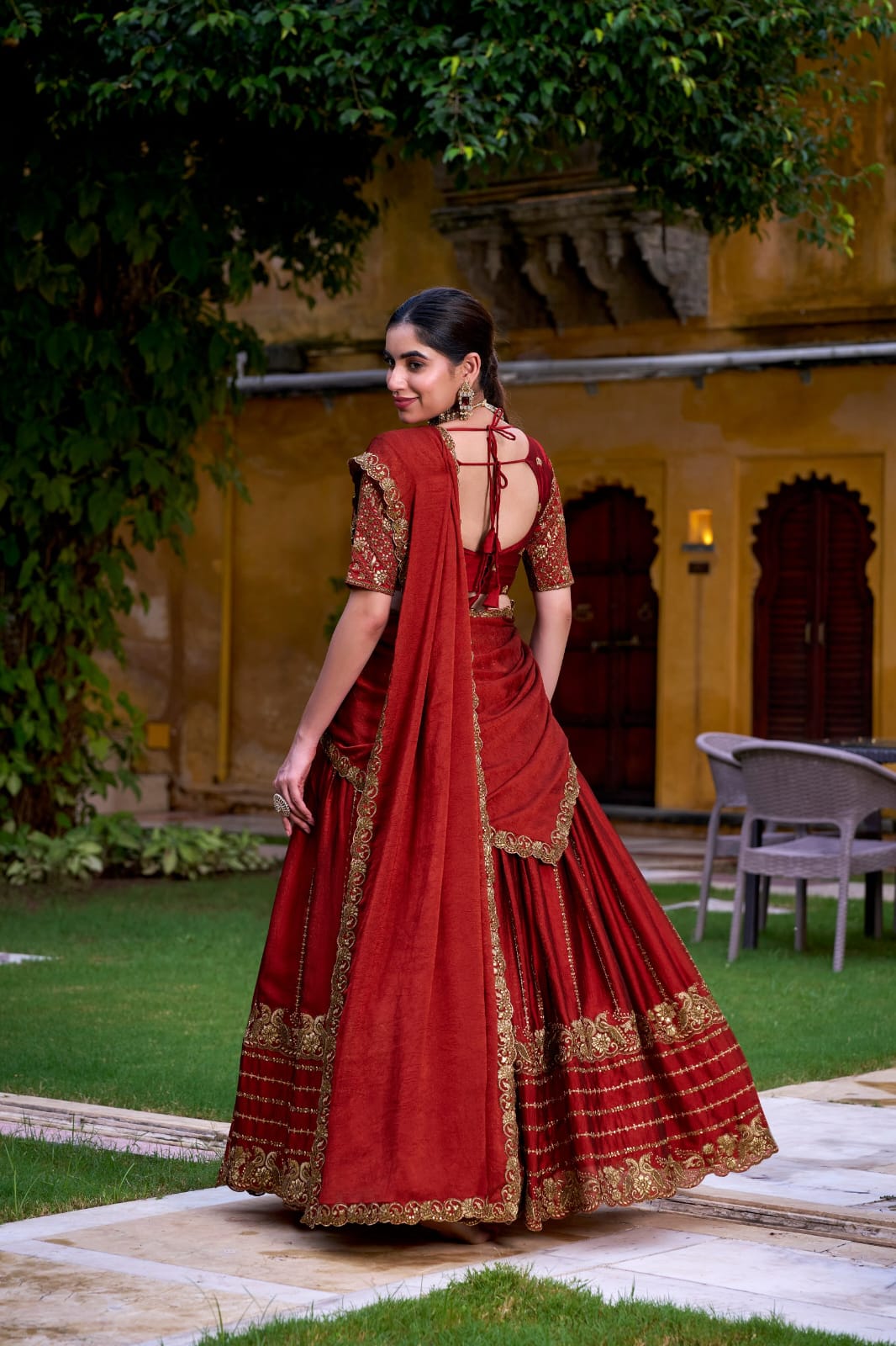 Rust Orange Colour Designer Wedding Lehenga Choli
