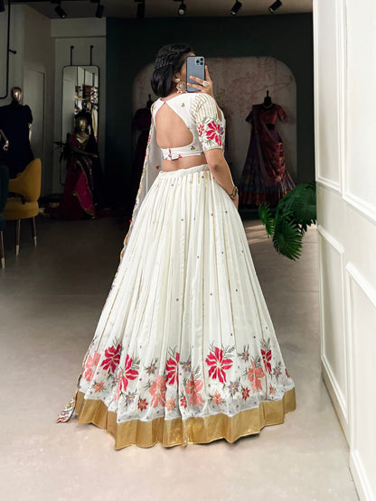 White Color Designer Party Wear Lehenga Choli with Dupatta