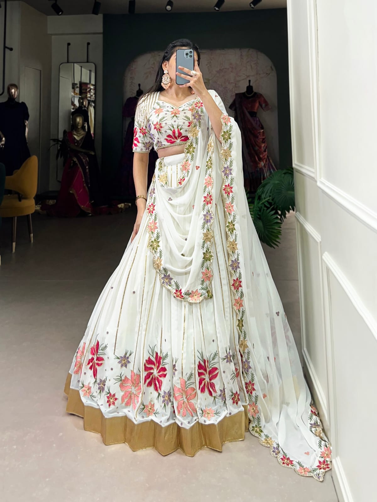 White Color Designer Party Wear Lehenga Choli with Dupatta