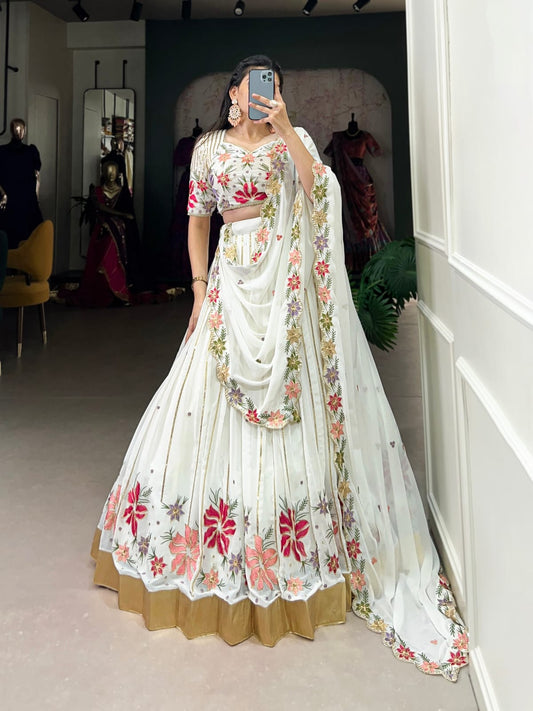 White Color Designer Party Wear Lehenga Choli with Dupatta
