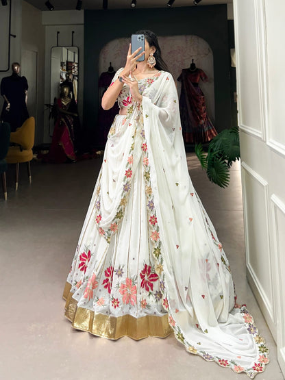 White Color Designer Party Wear Lehenga Choli with Dupatta