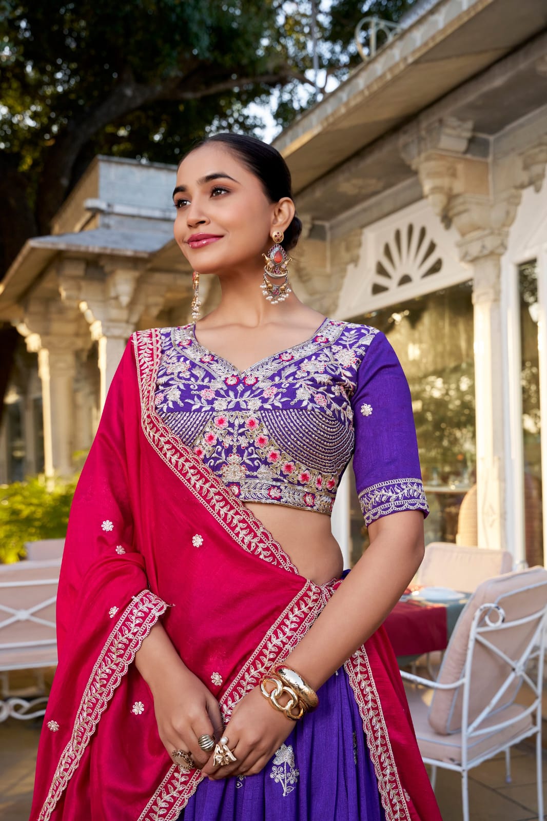 Purple Colour Vichitra Silk Designer Party Wear Lehenga Choli with Dupatta