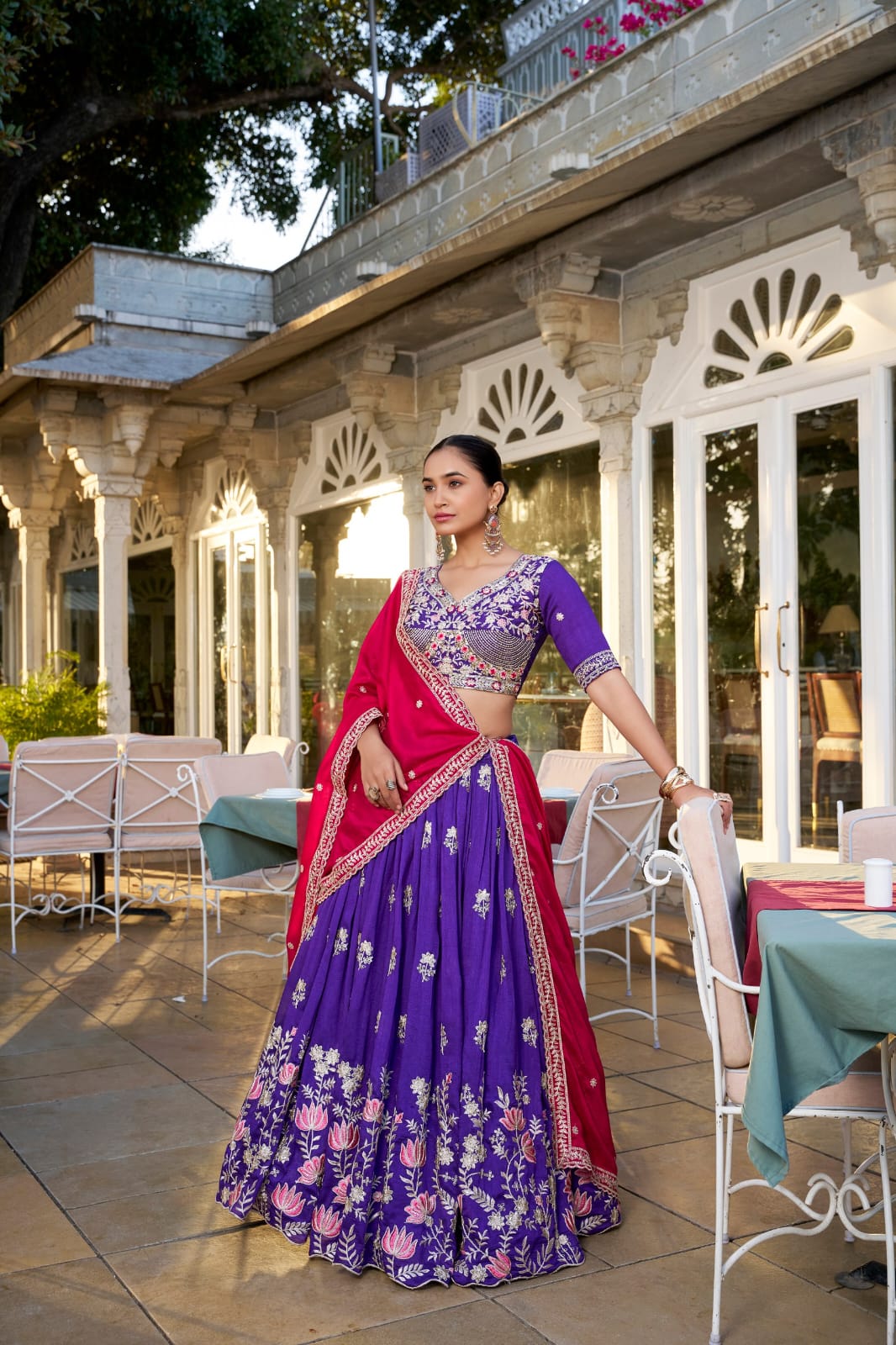 Purple Colour Vichitra Silk Designer Party Wear Lehenga Choli with Dupatta