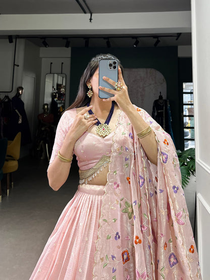 Light Pink Colour Gold Crush Designer Party Wear Lehenga Choli