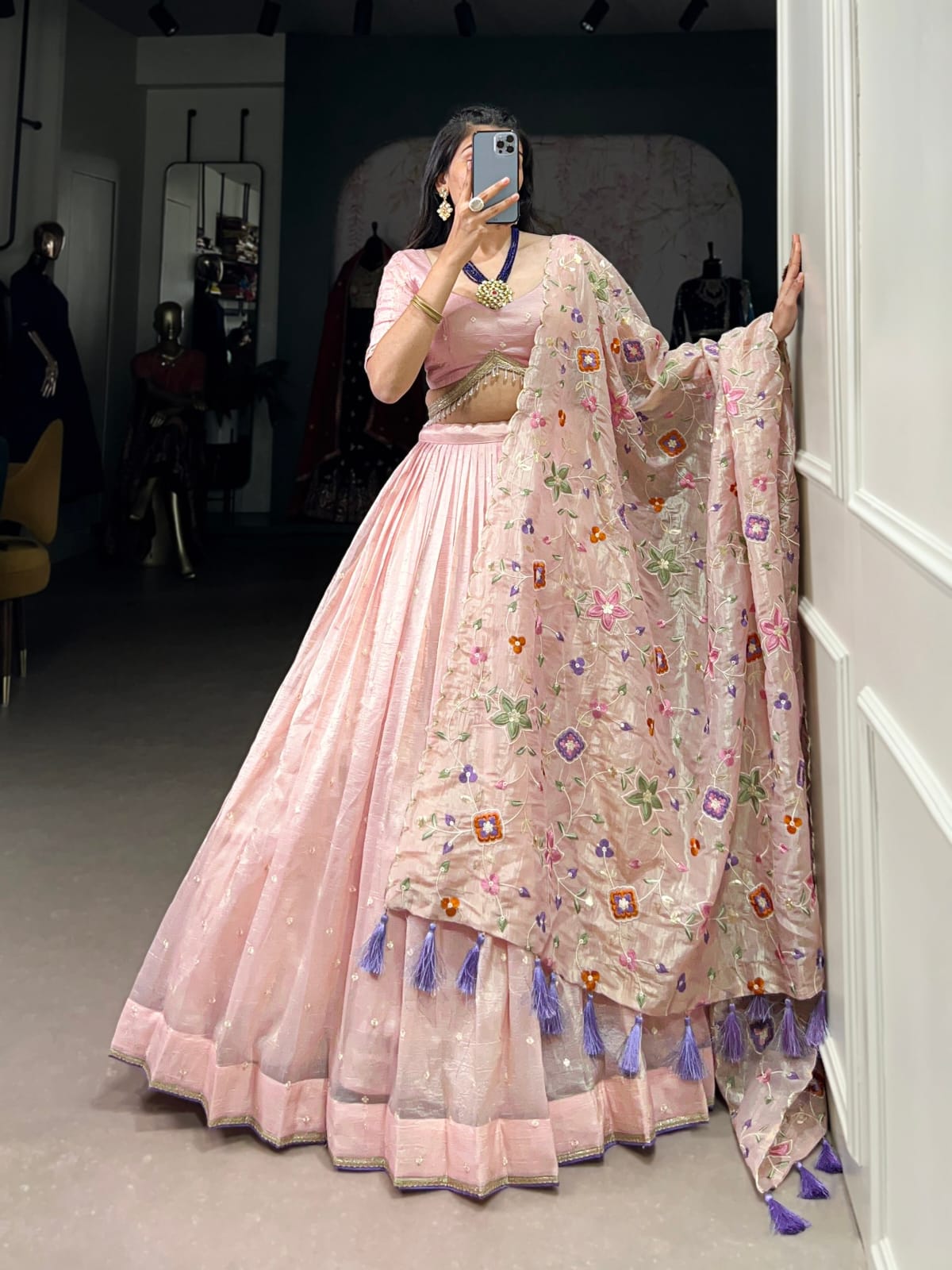 Light Pink Colour Gold Crush Designer Party Wear Lehenga Choli