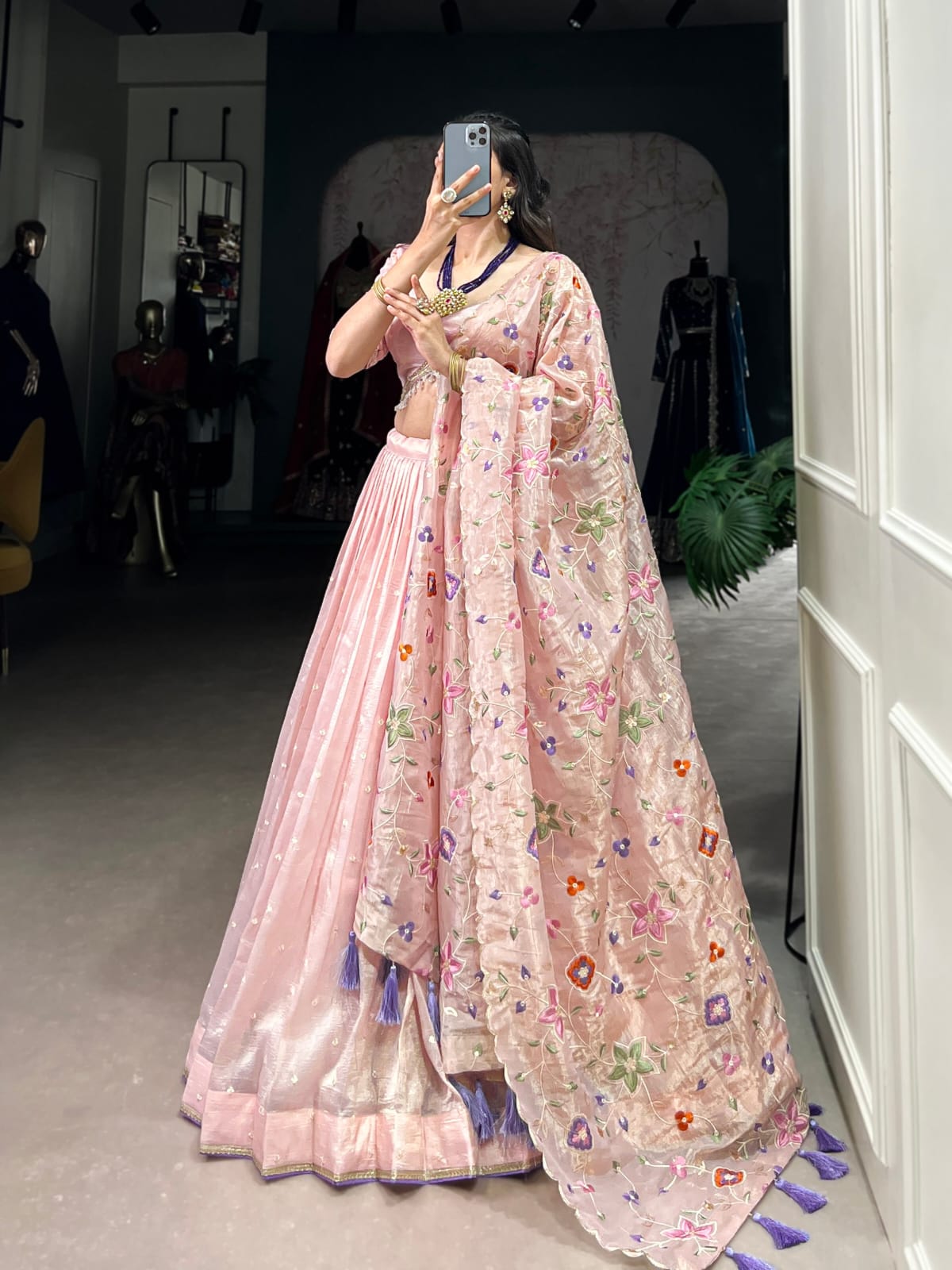 Light Pink Colour Gold Crush Designer Party Wear Lehenga Choli