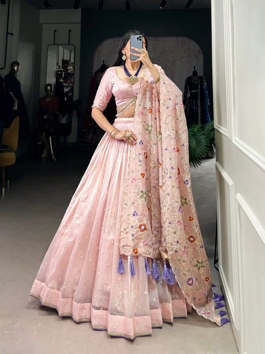 Light Pink Colour Gold Crush Designer Party Wear Lehenga Choli