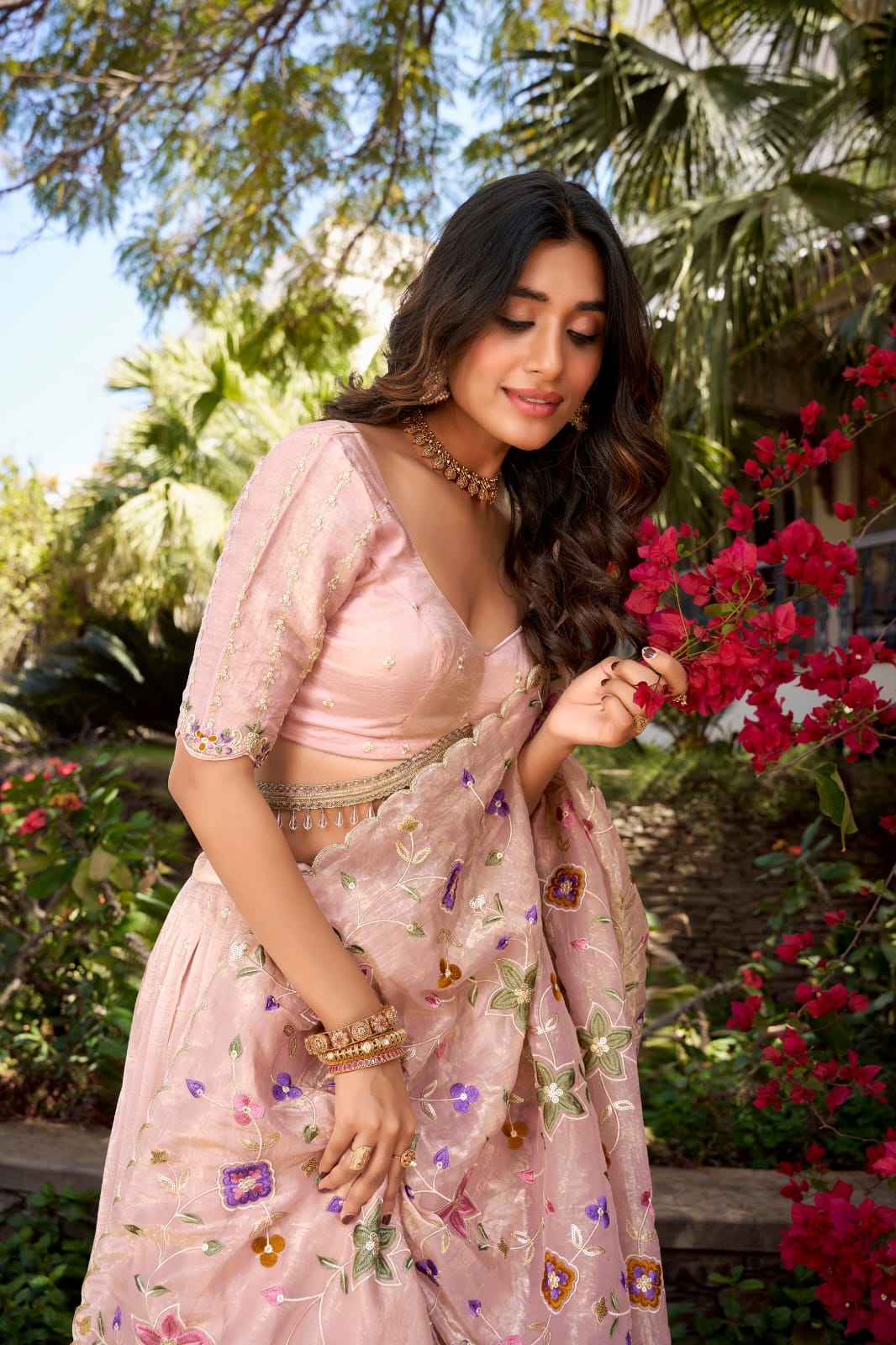 Light Pink Colour Gold Crush Designer Party Wear Lehenga Choli