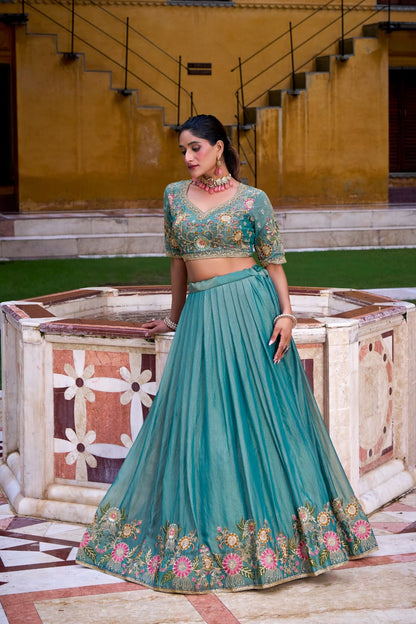 Sky Blue Embroidery Work Lehenga Choli