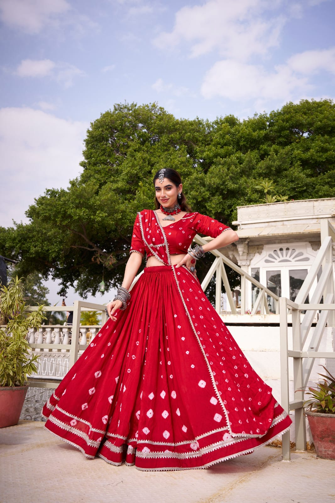 Bandhej Print Ready to Wear Lehenga Choli