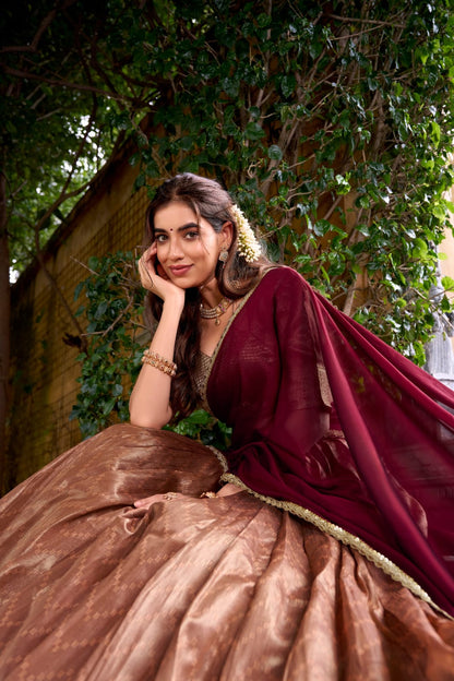 Zari Work Dupion Silk Lehenga Choli