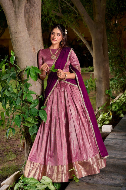 Zari Work Dupion Silk Lehenga Choli