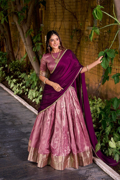 Zari Work Dupion Silk Lehenga Choli