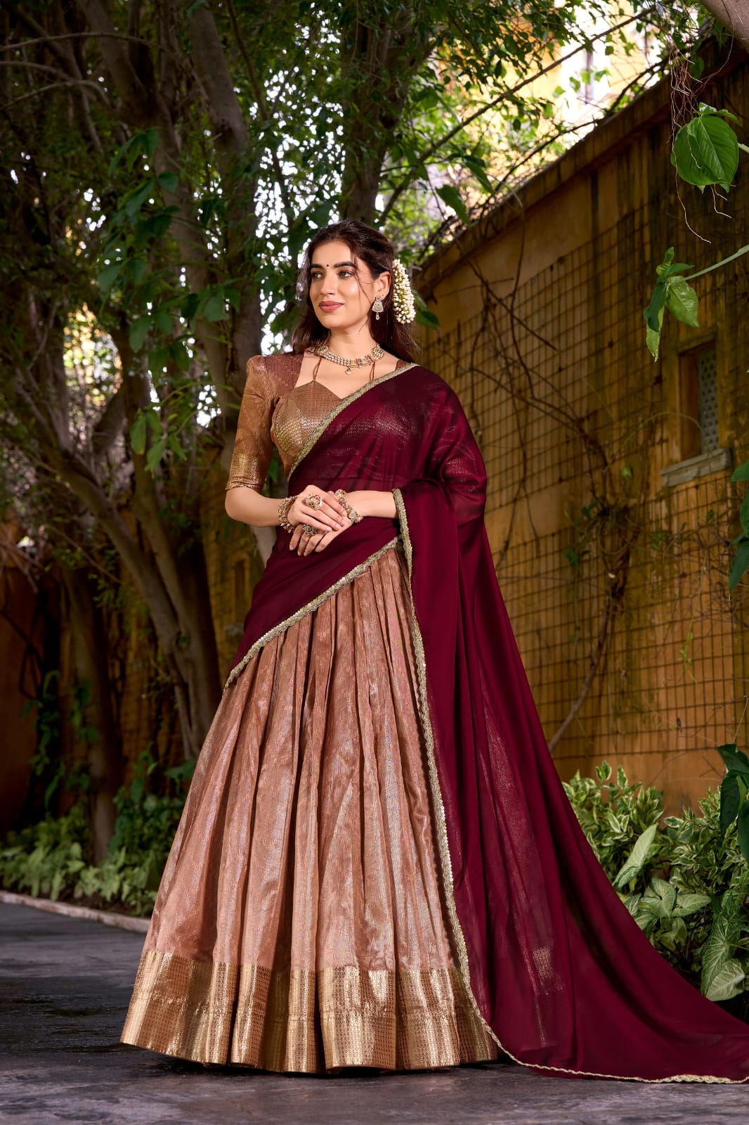 Zari Work Dupion Silk Lehenga Choli