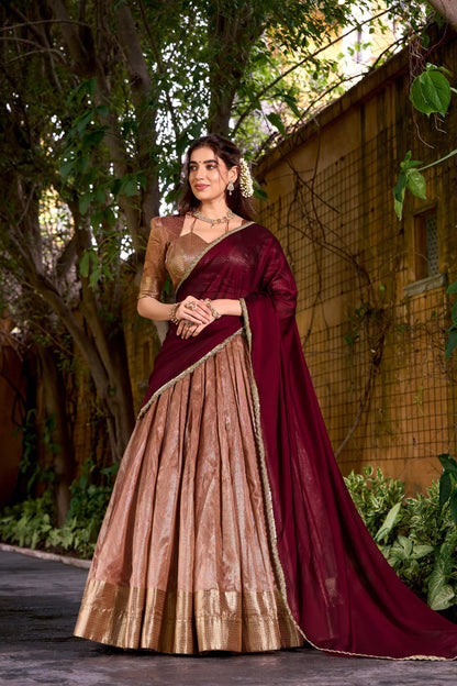 Zari Work Dupion Silk Lehenga Choli