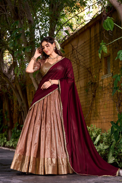 Zari Work Dupion Silk Lehenga Choli