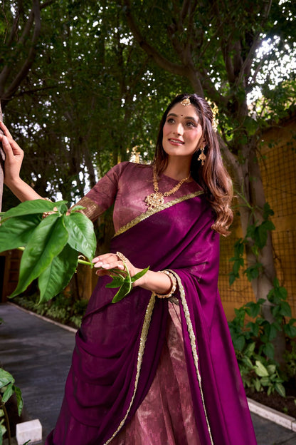 Zari Work Dupion Silk Lehenga Choli