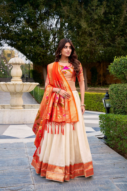 Vichitra Silk Paithani Lace Border Lehenga work