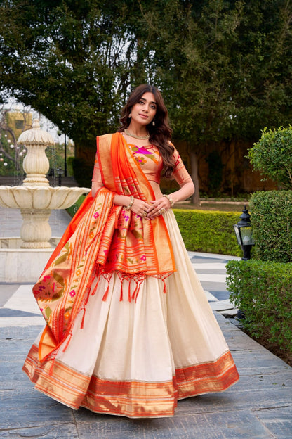 Vichitra Silk Paithani Lace Border Lehenga work