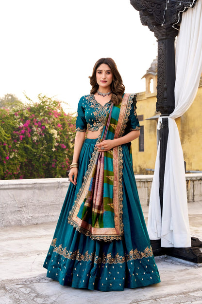 Vichitra Silk Designer Party Wear Lehenga Choli