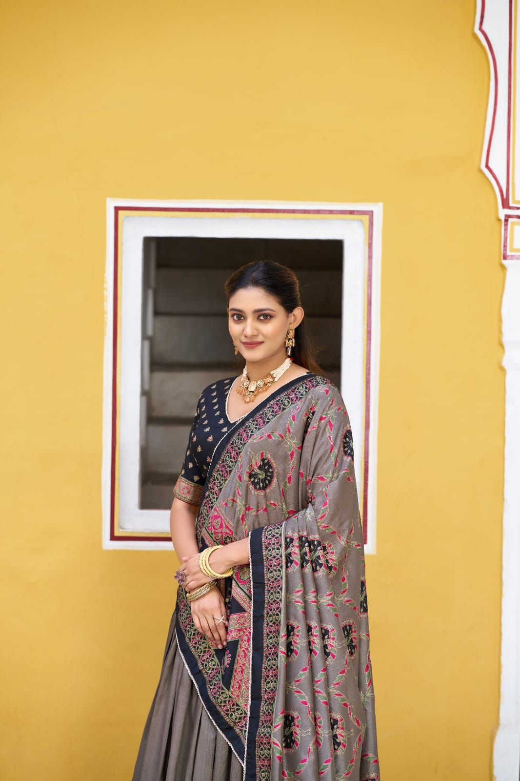 Tasar Silk Kashmiri Print  Lehenga choli