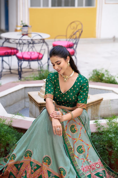 Tasar Silk Kashmiri Print  Lehenga choli