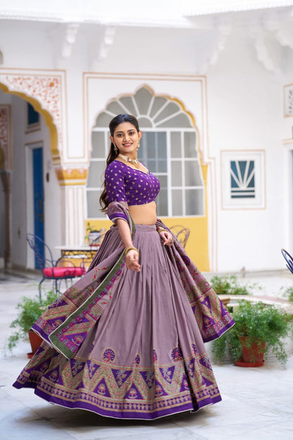 Tasar Silk Kashmiri Print  Lehenga choli