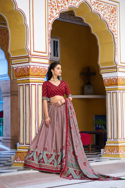 Tasar Silk Kashmiri Print  Lehenga choli