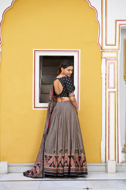 Tasar Silk Kashmiri Print  Lehenga choli