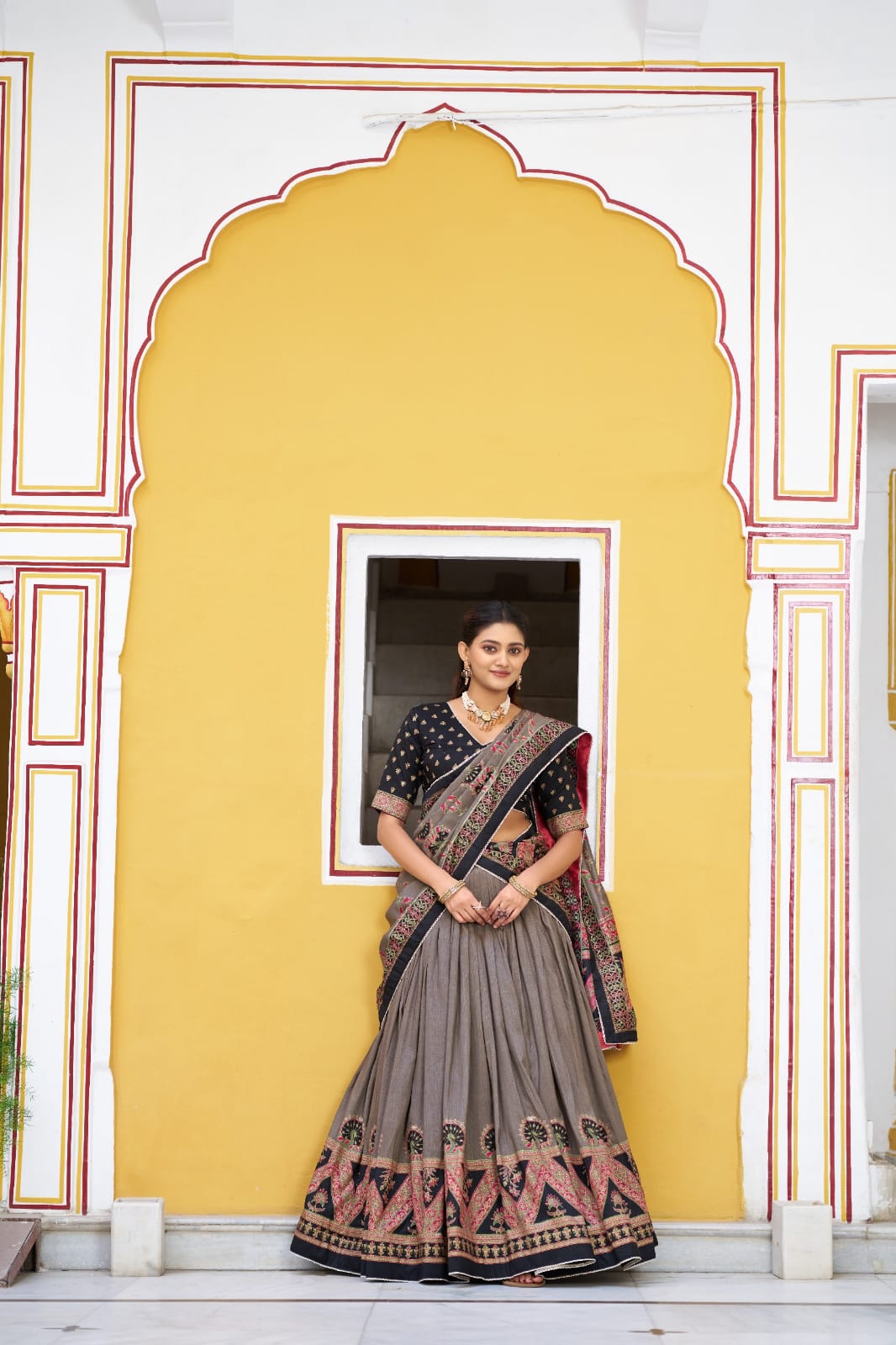 Tasar Silk Kashmiri Print  Lehenga choli
