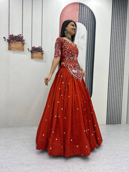 Rust Orange Ready to Wear Designer Bridesmaid Lehenga choli With Dupatta