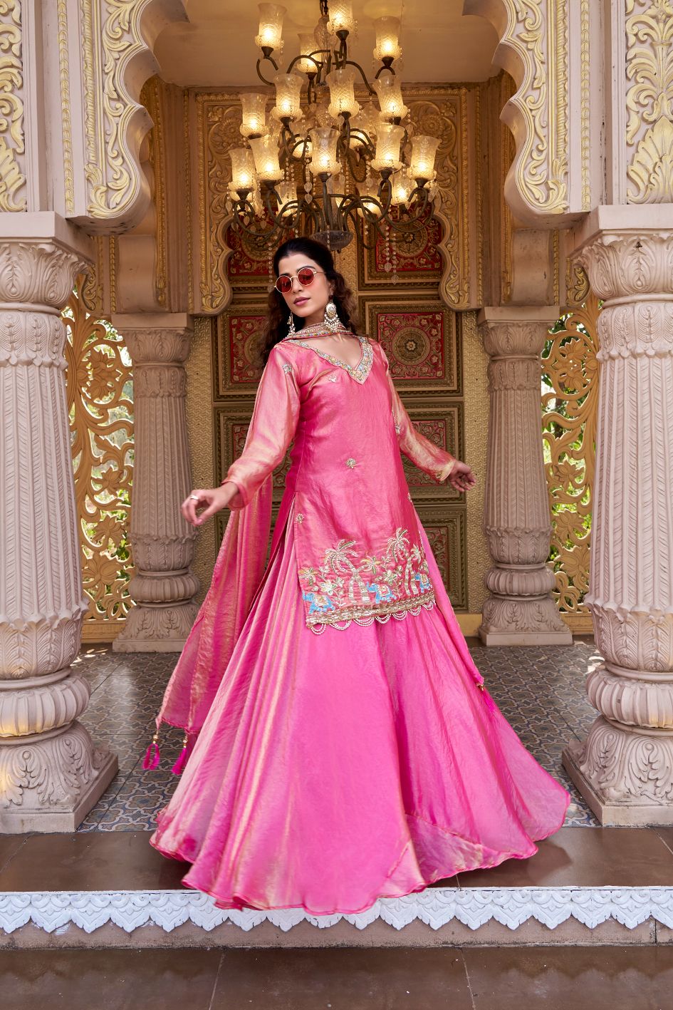 Pink Designer Kurti Style Lehenga Choli Set - Ready to Wear